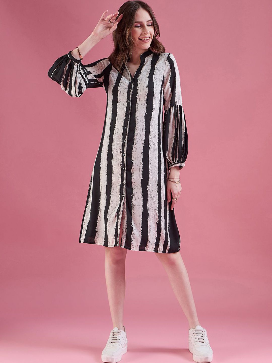 DressBerry Striped Georgette A-Line Dress