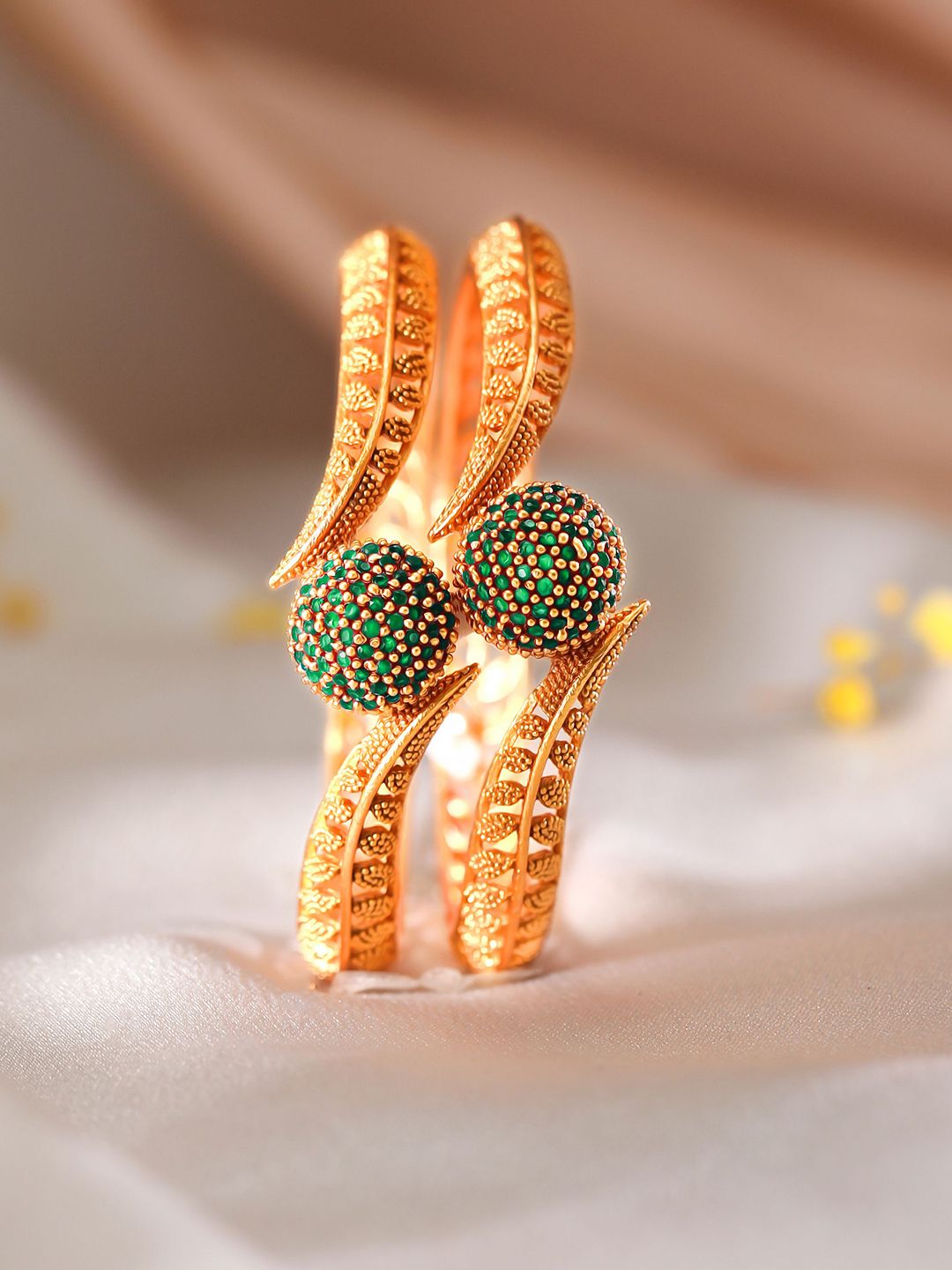 Rubans Set Of 2 22K Gold-Plated AD Studded Bangles-picture-15