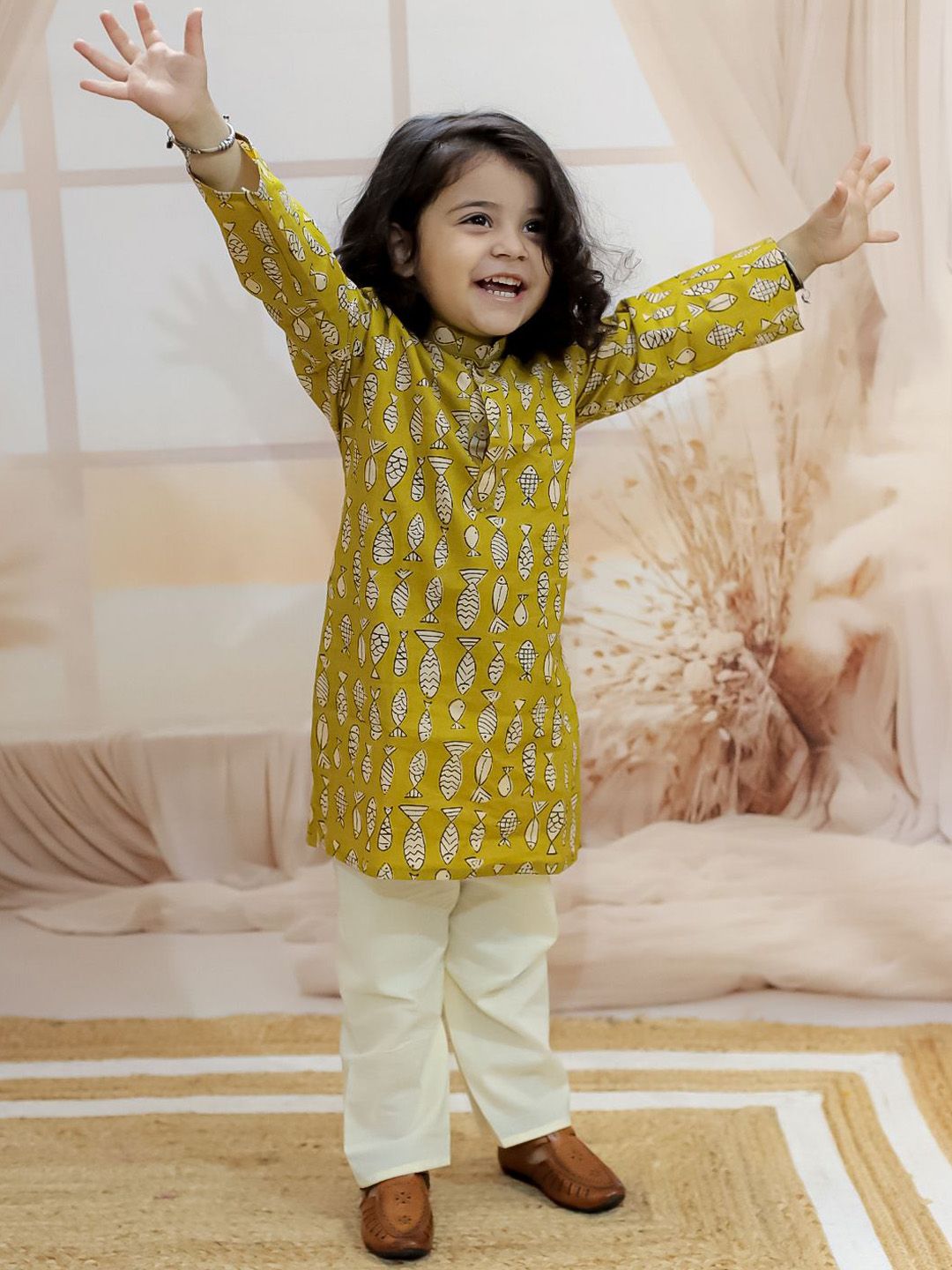 BownBee Boys Printed Regular Pure Cotton Kurta with Pyjamas-picture-57