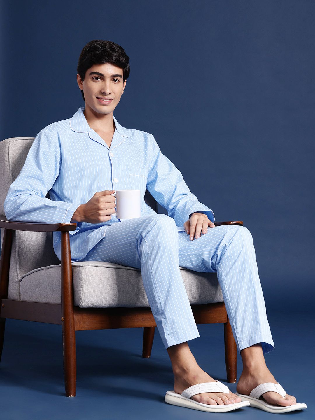 Hancock Men Striped Pure Cotton Night Suit-picture-12