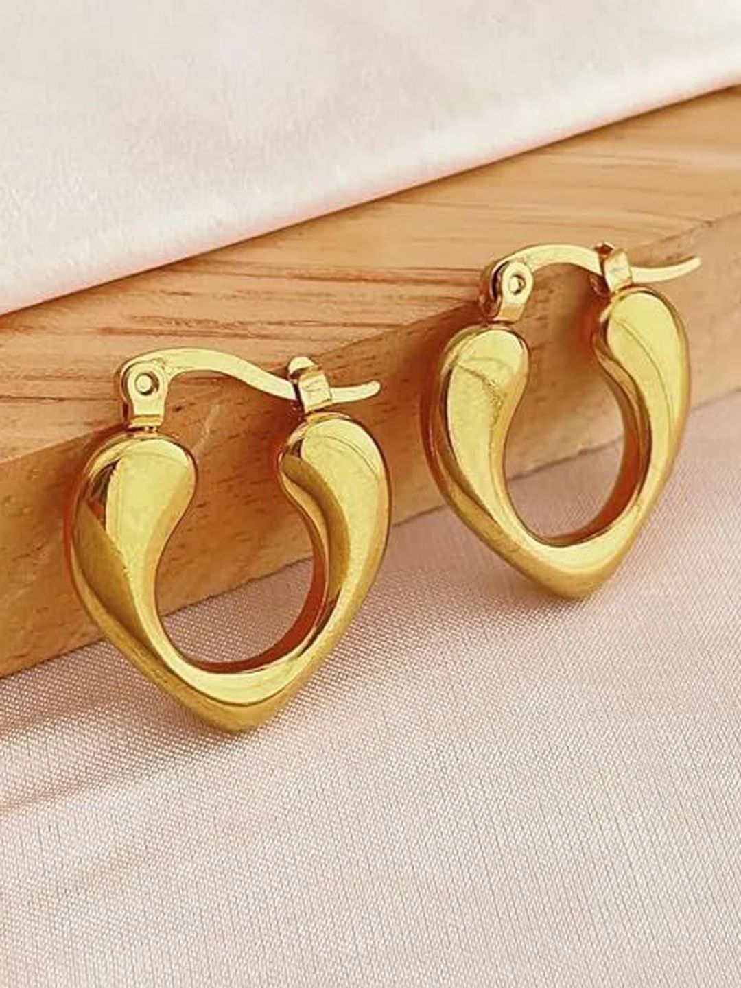 VIEN Gold-Plated Stainless Steel Geometric Shaped Hoop Earrings-picture-14