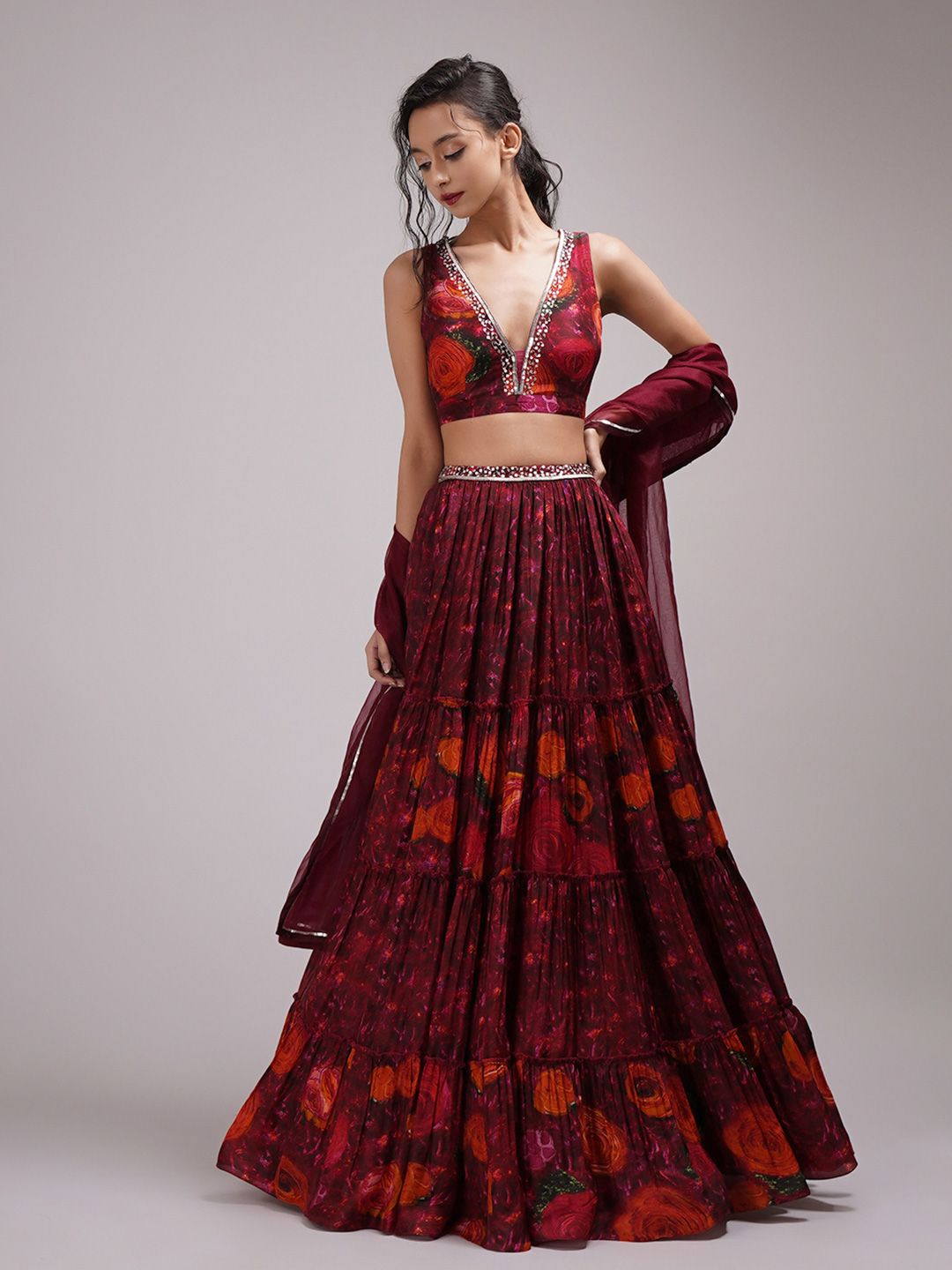 Breathe by Aakanksha Singh Printed Made to Measure Lehenga & Blouse With Dupatta-picture-29