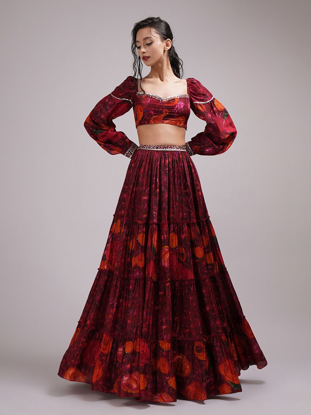 Breathe by Aakanksha Singh Embroidered Sequinned Made to Measure Lehenga With Blouse-picture-28