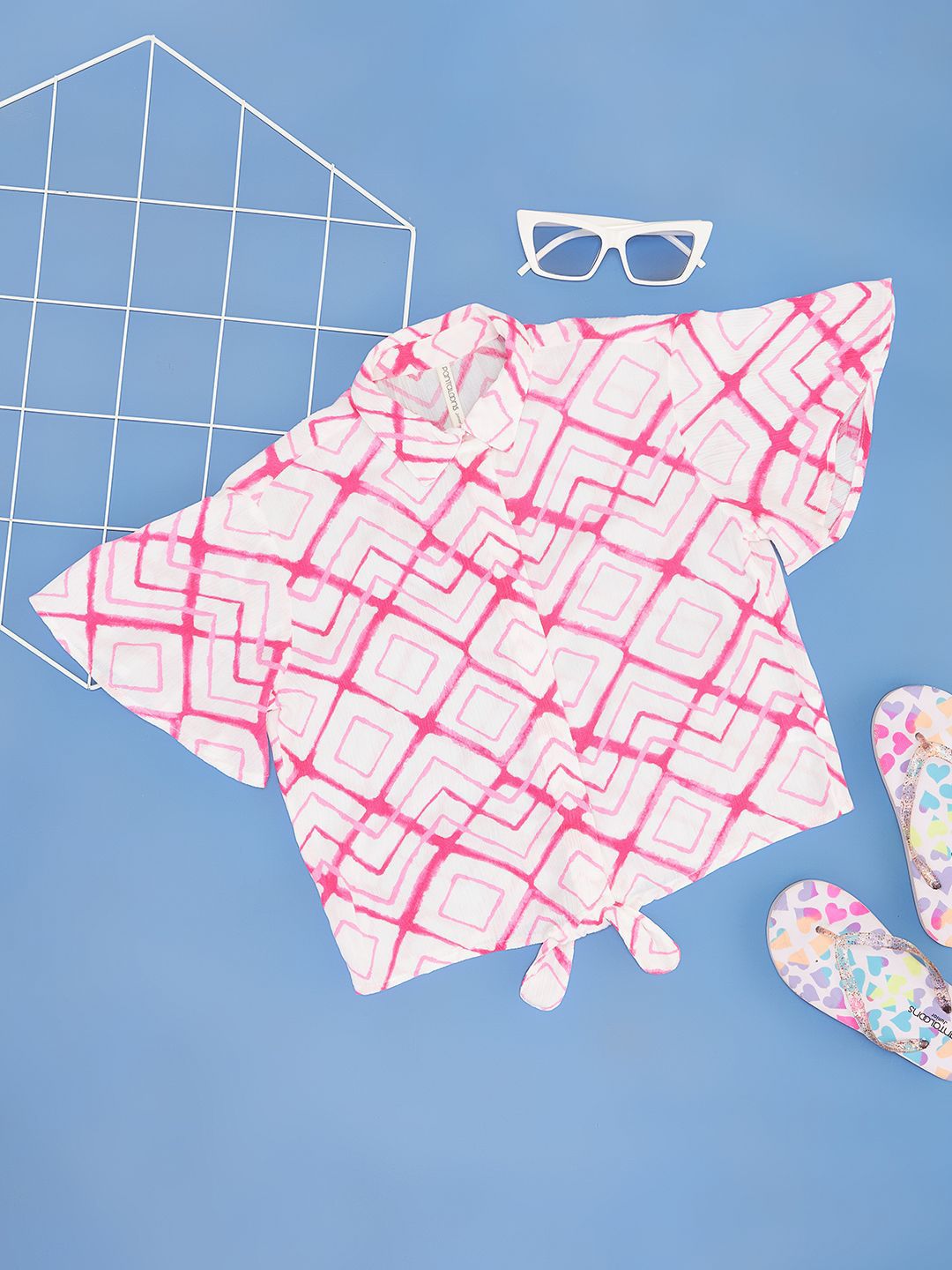 Pantaloons Junior Checked Flared Sleeve Top-picture-47