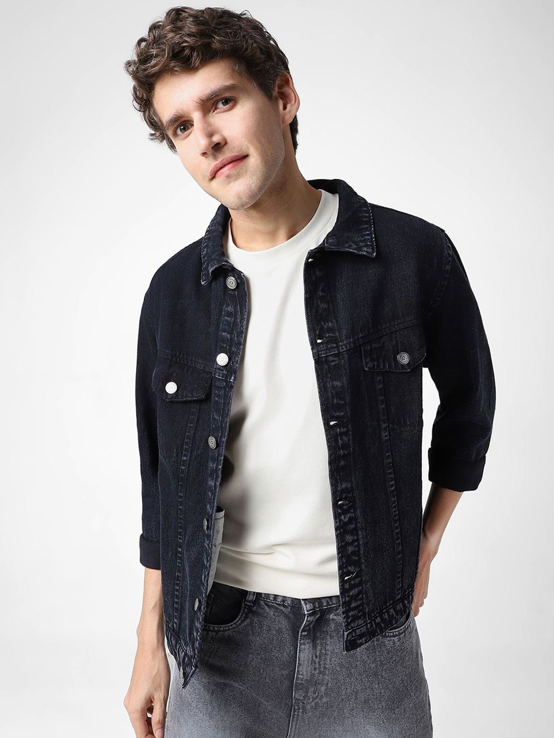 Urbano Fashion Men Washed Denim Jacket-picture-41