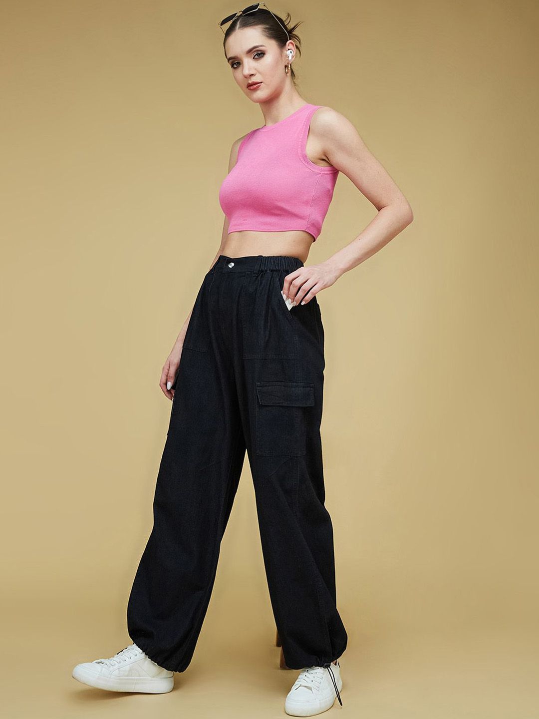 Life With Pockets Women Straight Fit High-Rise Clean Look Stretchable Cargo Jeans-picture-26