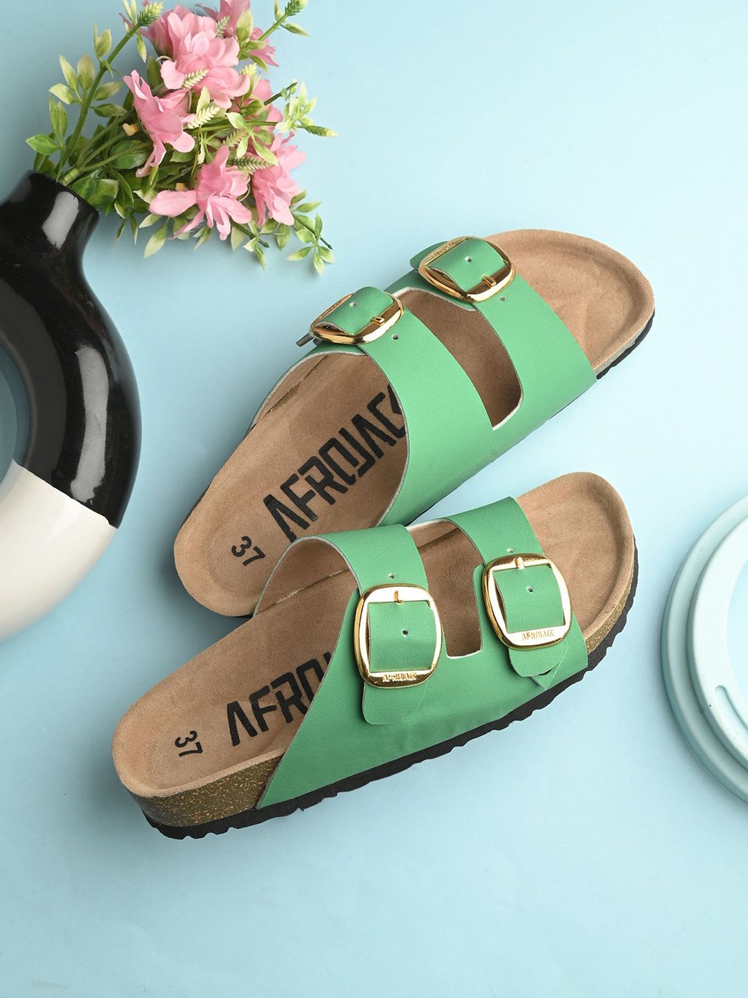AfroJack Women Open Toe Flats with Buckles-picture-9