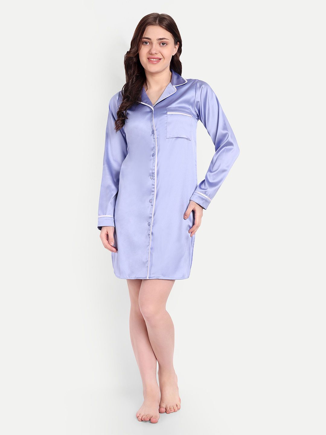 So What Lapel Collar Long Sleeves Nightdress-picture-28