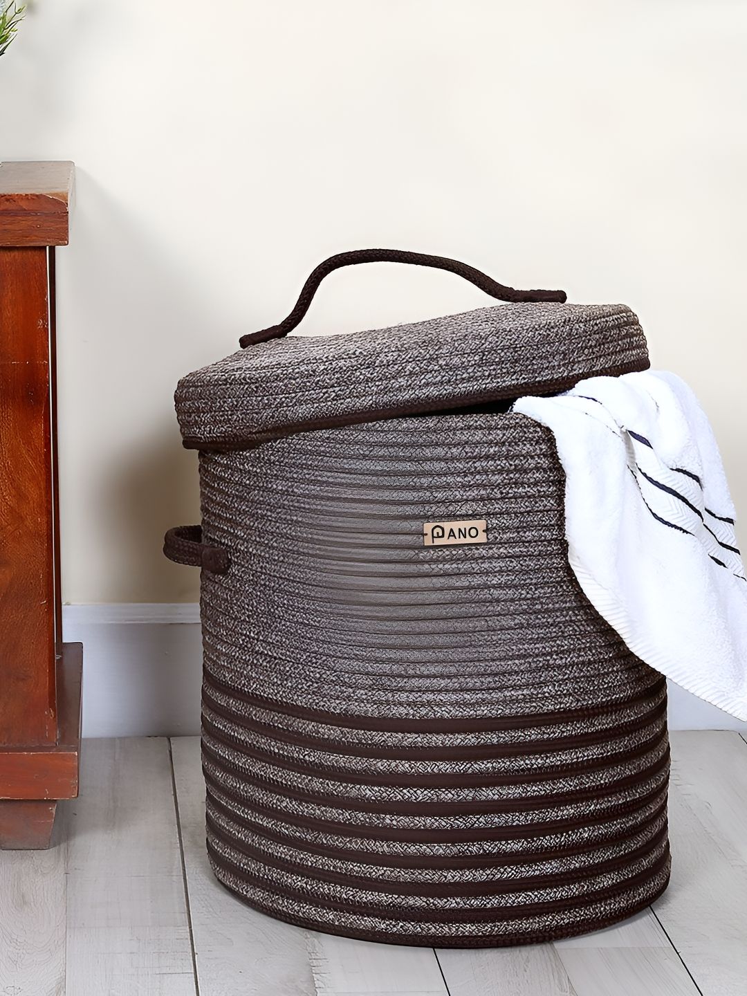 Pano Brown Laundry Bag With Lid-picture-35