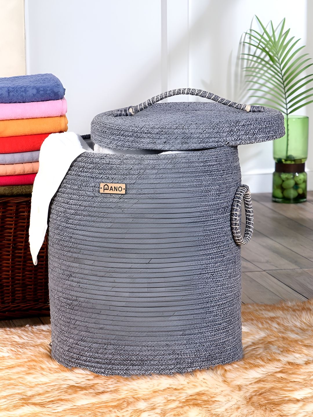 Pano Grey Laundry Bag With Lid-picture-56