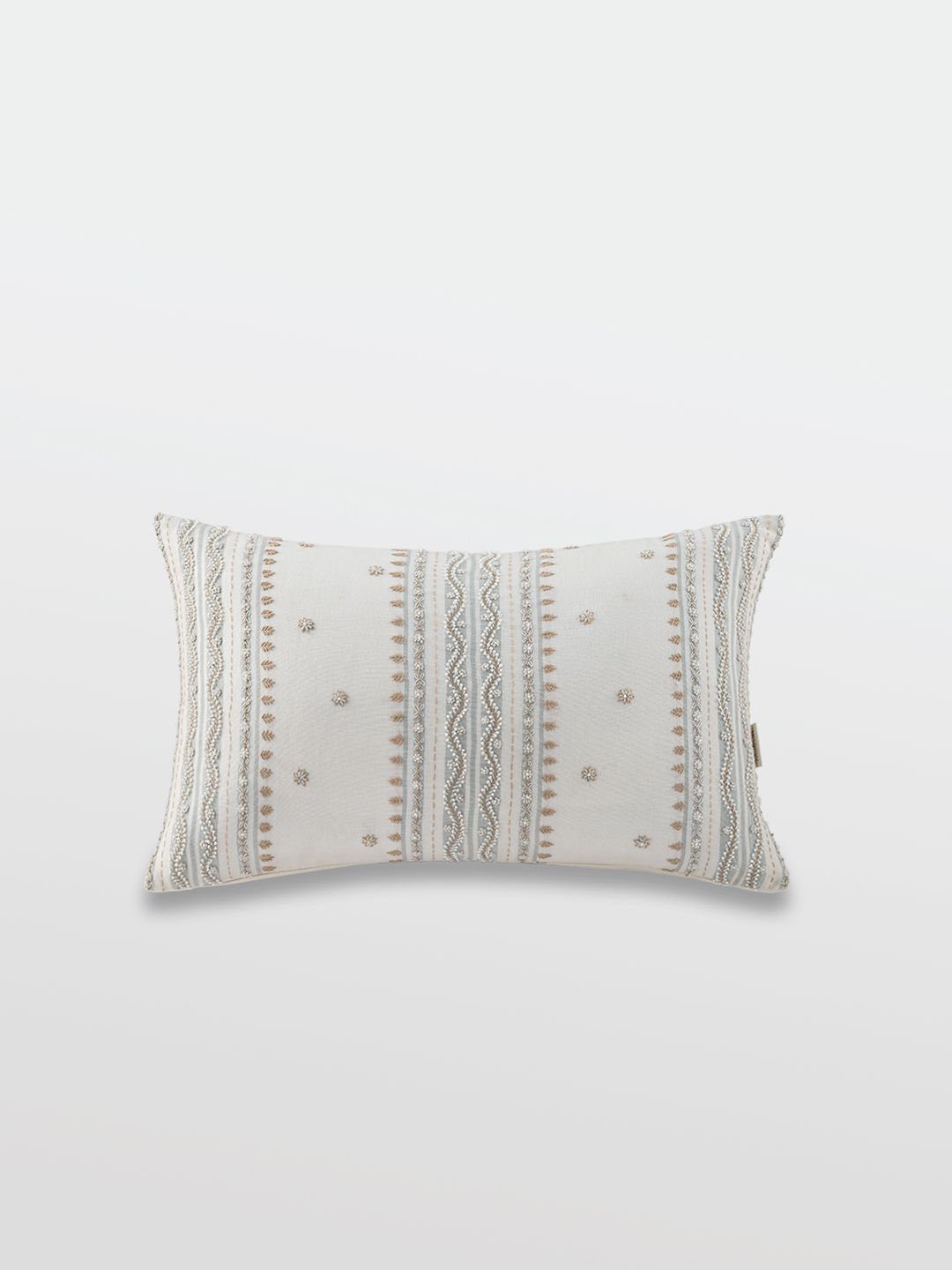 Mirooh Off White Embroidered Cotton Rectangle Shape Cushion-image-49