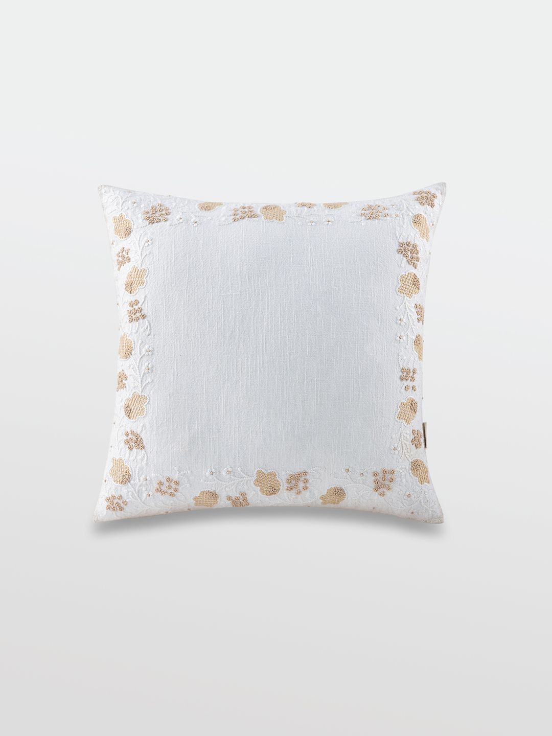 Mirooh White Embroidered Cotton Square Cushion-picture-33