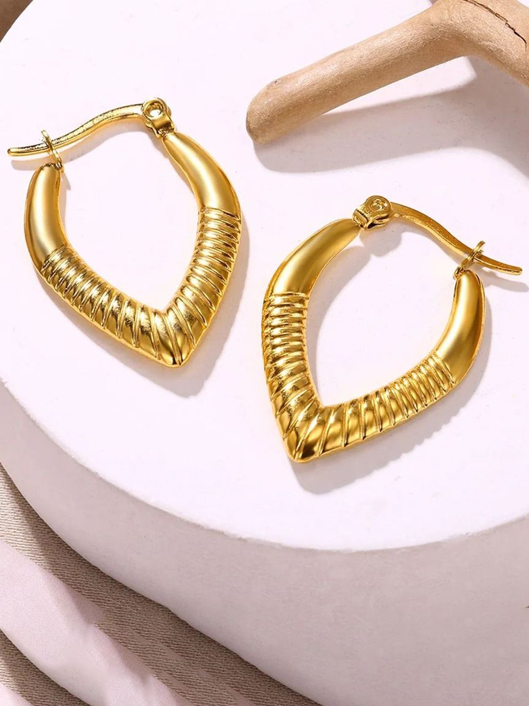 VIEN Gold-Plated Stainless Steel Hoop Earrings-picture-39