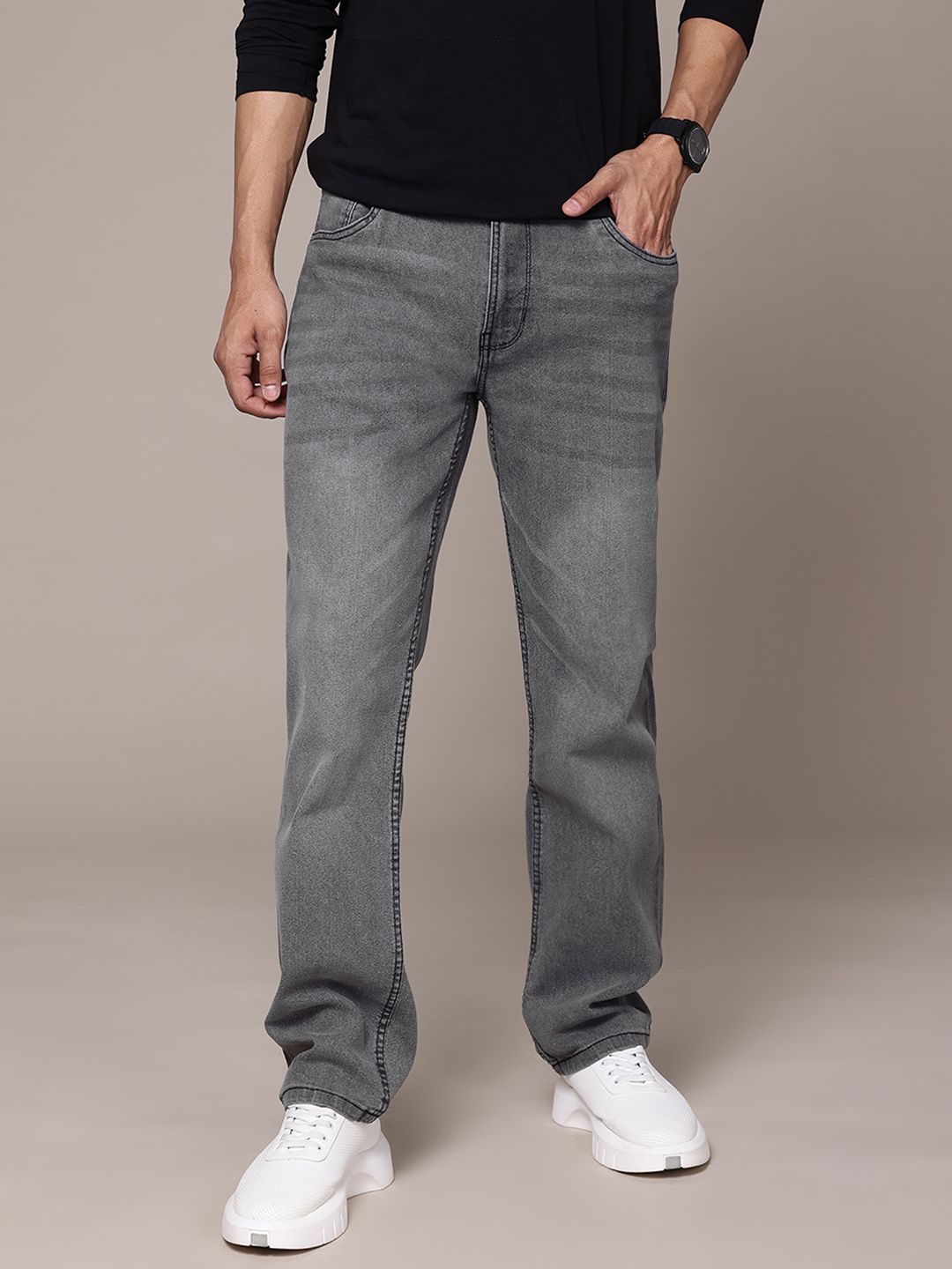 The Roadster Lifestyle Co. Men Regular Fit Light Fade Stretchable Jeans-picture-34