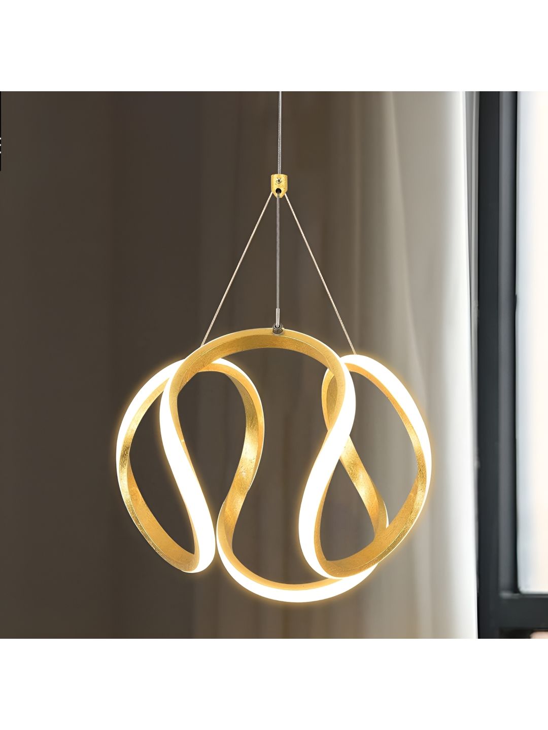 SHRI MAHAL ANTIQUES Gold-Toned Abstract Shaped Metal Contemporary 30W LED Ceiling Lamp