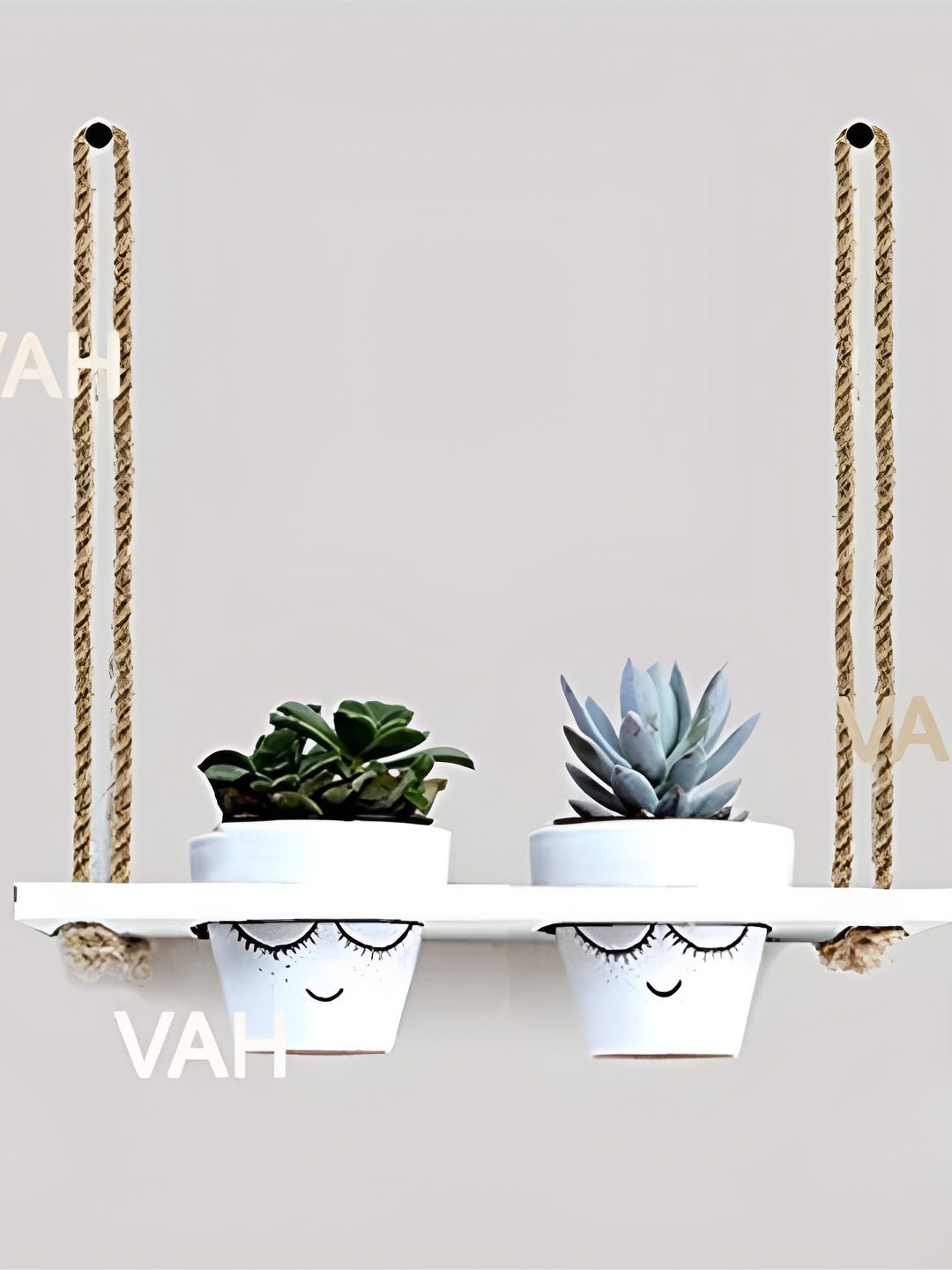 VAH Kya Bat Hai !! White & Brown 2 Pieces Flower Pot Rack with Rope-picture-33