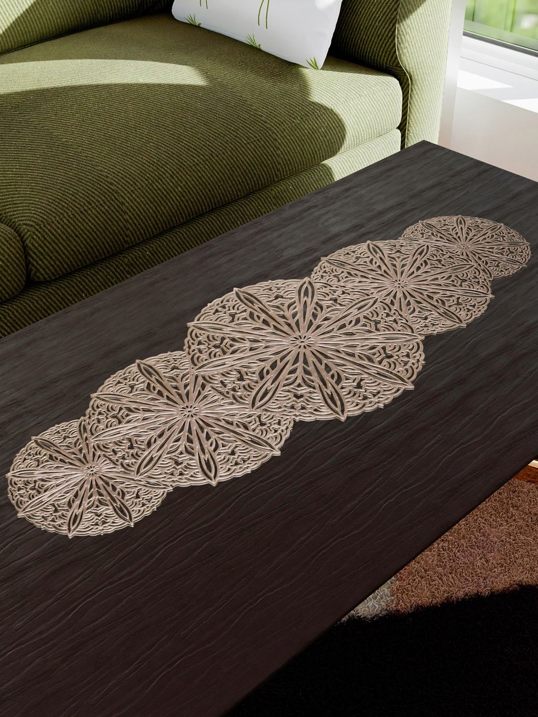 Kuber Industries Beige Floral Table Runners