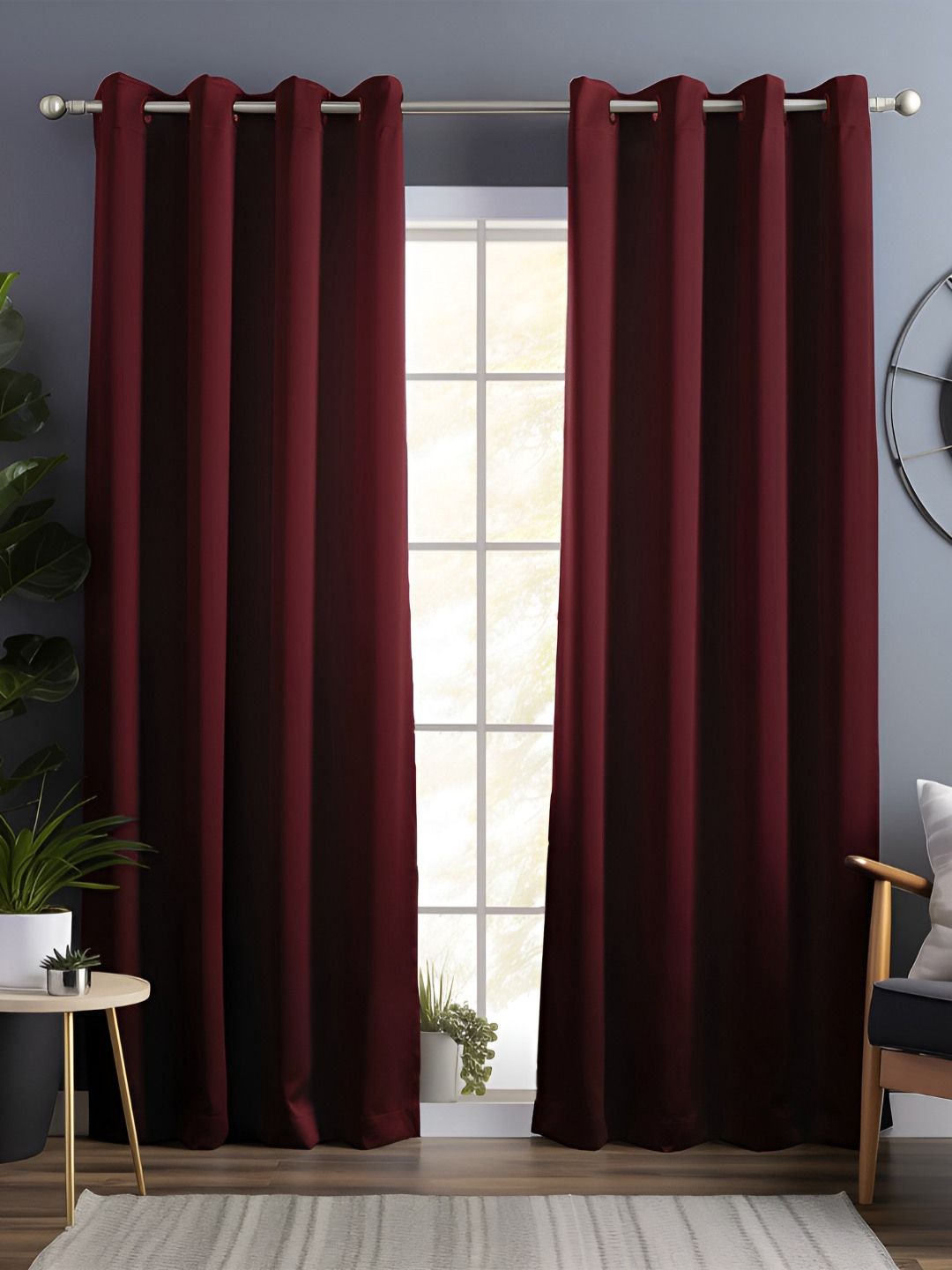 Story@home Maroon 2 Pieces Black Out Long Door Curtain-picture-13