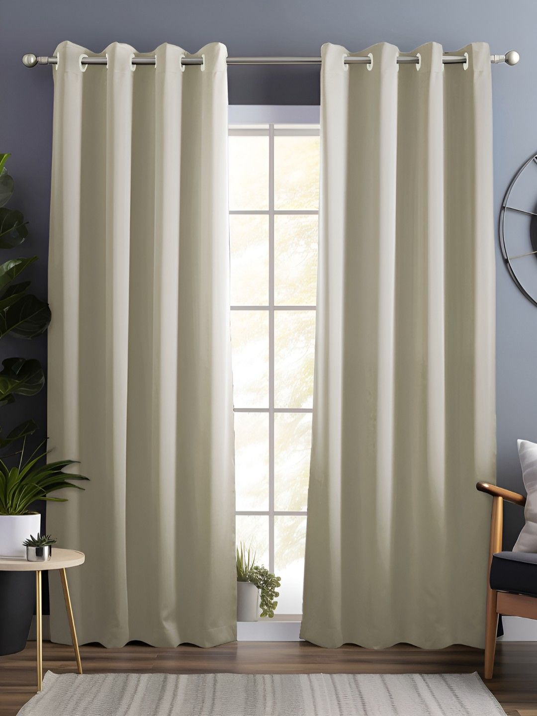 Story@home Beige 2 Pieces Black Out Long Door Curtains-image-45