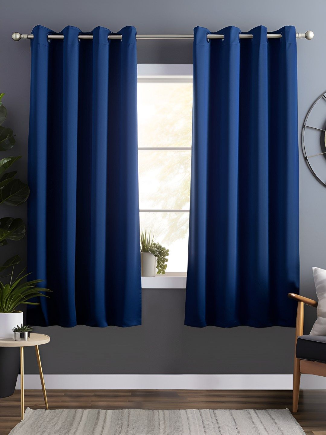 Story@home Navy Blue 2 Pieces Black Out Window Curtains-image-29