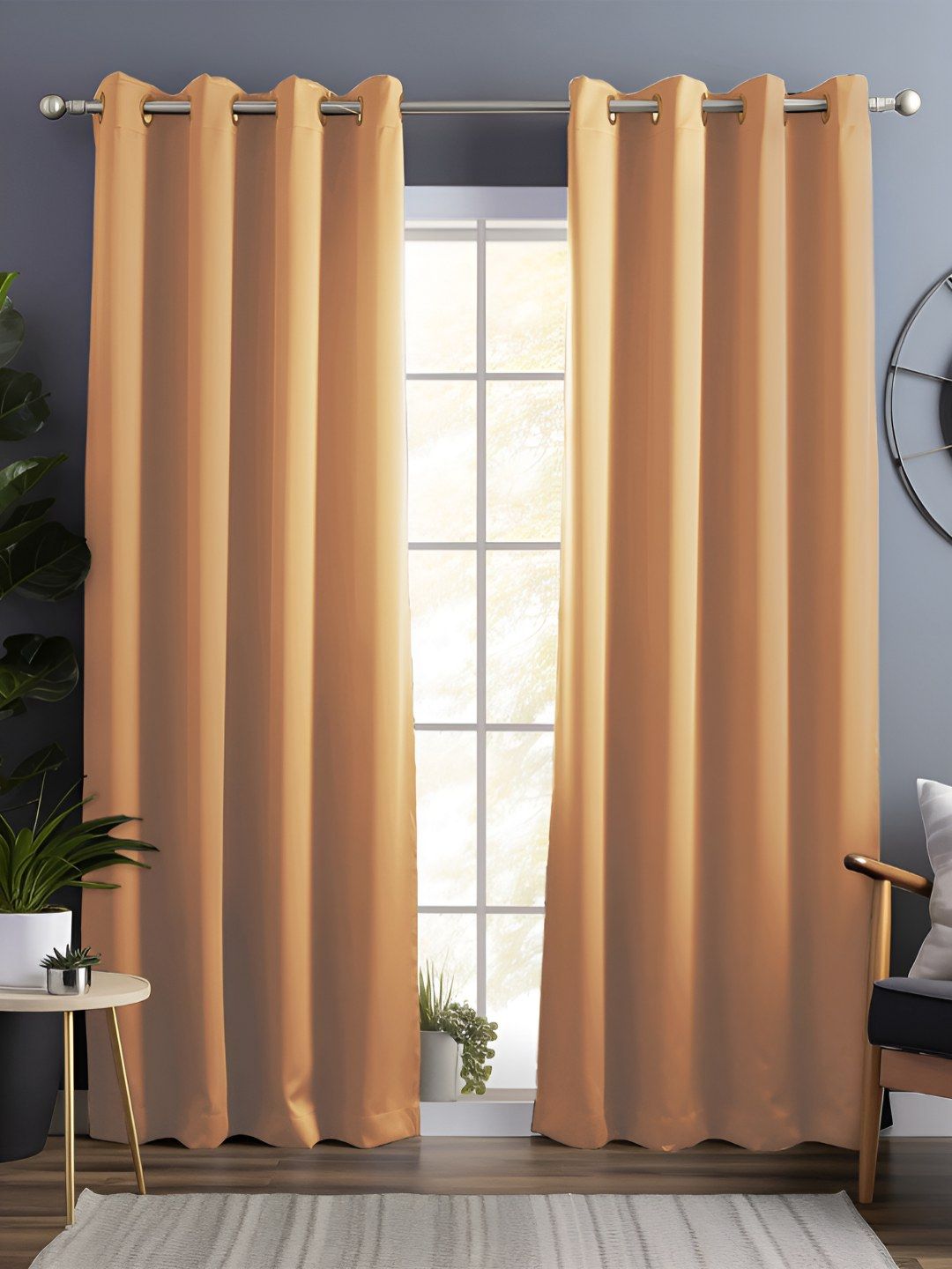 Story@home Mustard 2 Pieces Black Out Long Door Curtains-picture-31