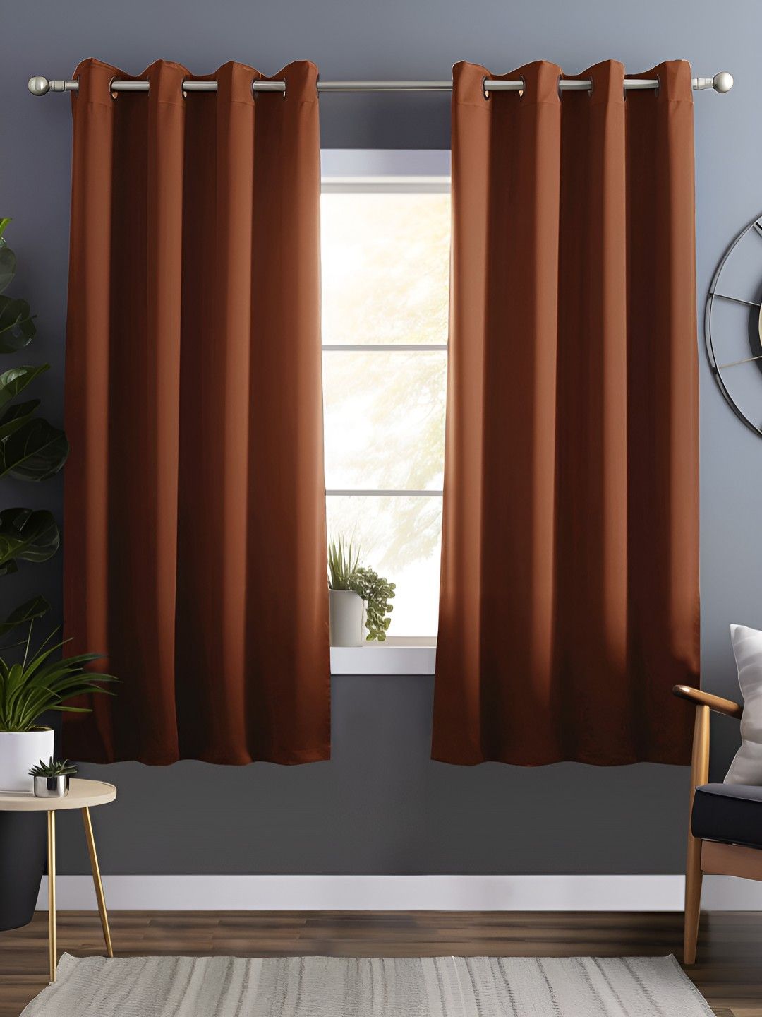 Story@home Brown 2 Pieces Black Out Window Curtains-image-37