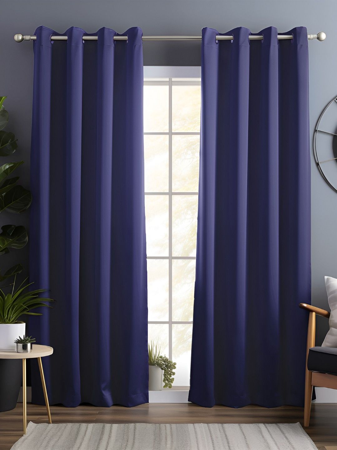 Story@home Violet 2 Pieces Eyelet Black Out Door Curtains-picture-8