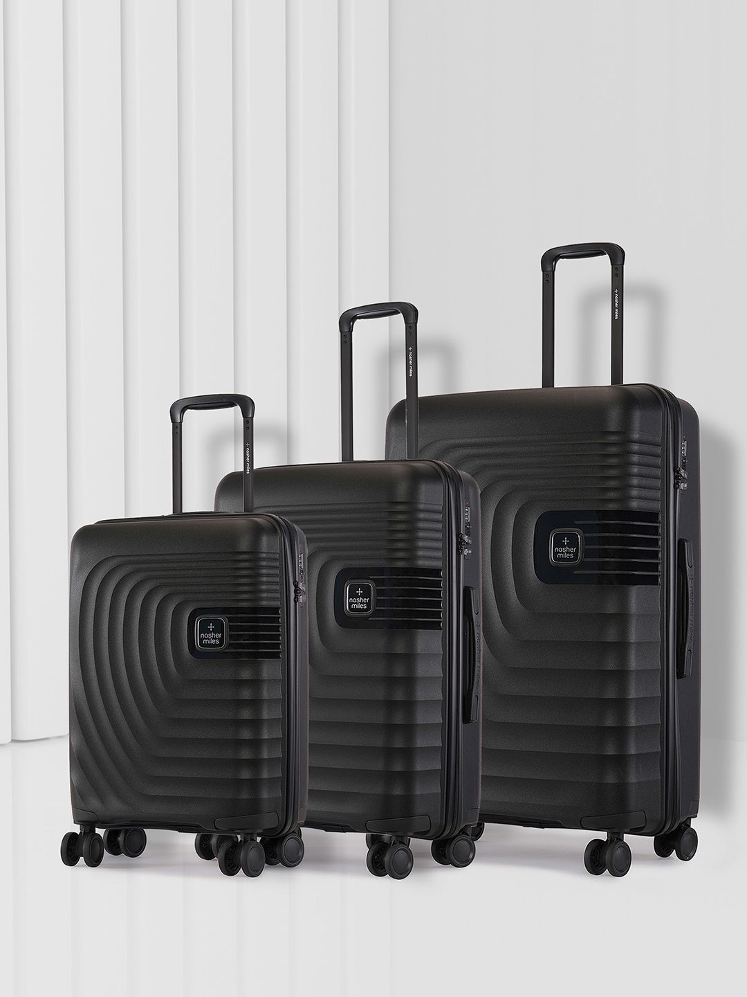 Nasher Miles Boston Set Of 3 Textured Hard-Sided Trolley Bags-picture-33