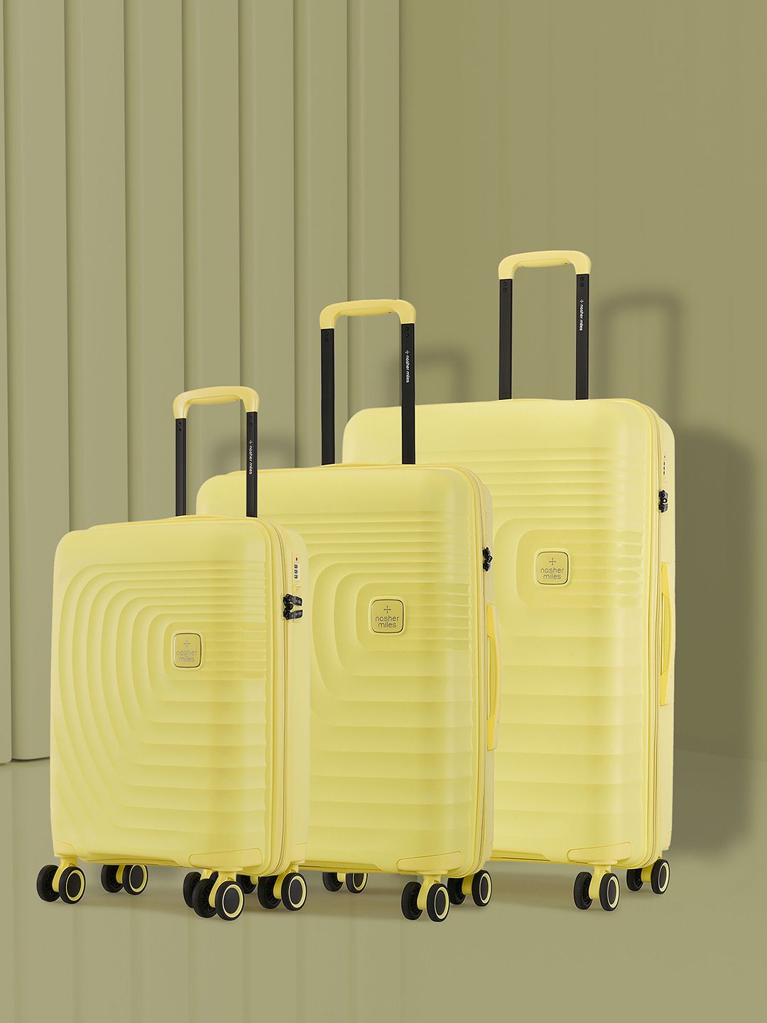 Nasher Miles Boston Set Of 3 Textured Hard Suitcase Trolley Bags-picture-30