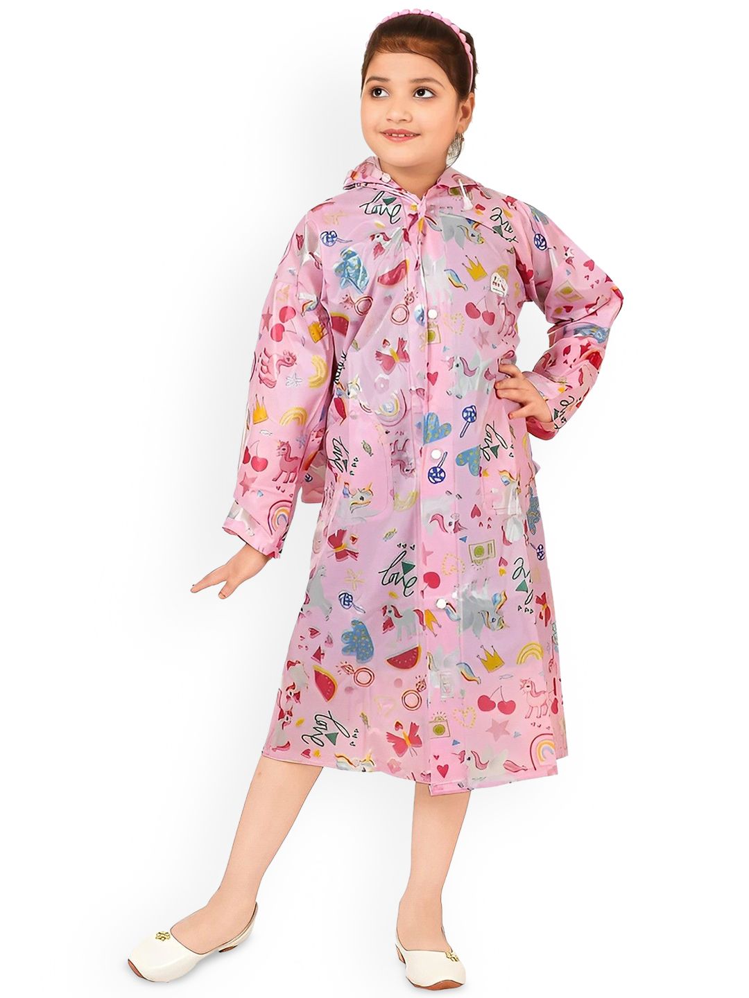 BAESD Kids Floral Printed Hooded Rain Jacket-image-36