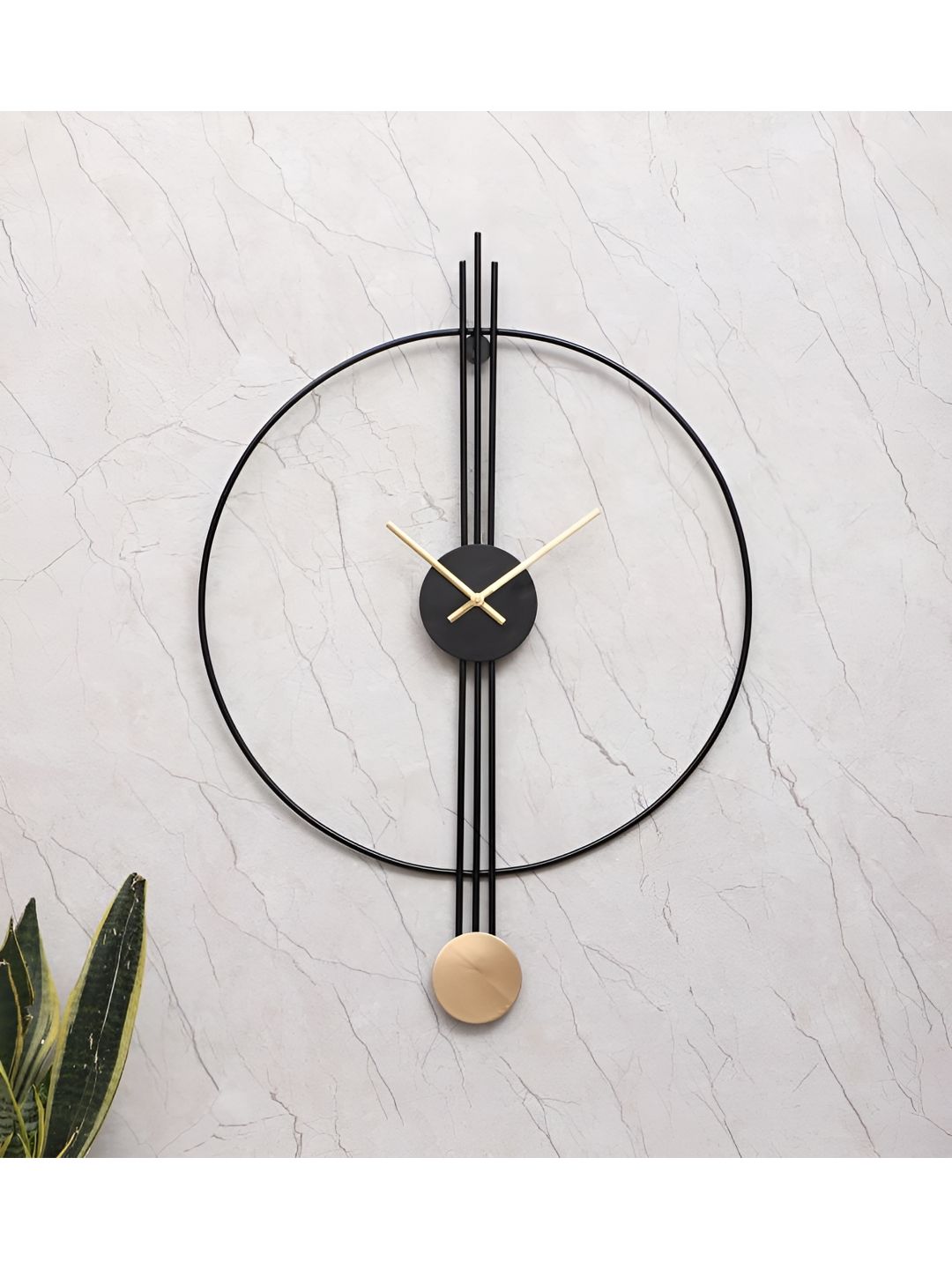 Amaya Decors Black Ring & Stripes Metal Wall Clock-picture-10