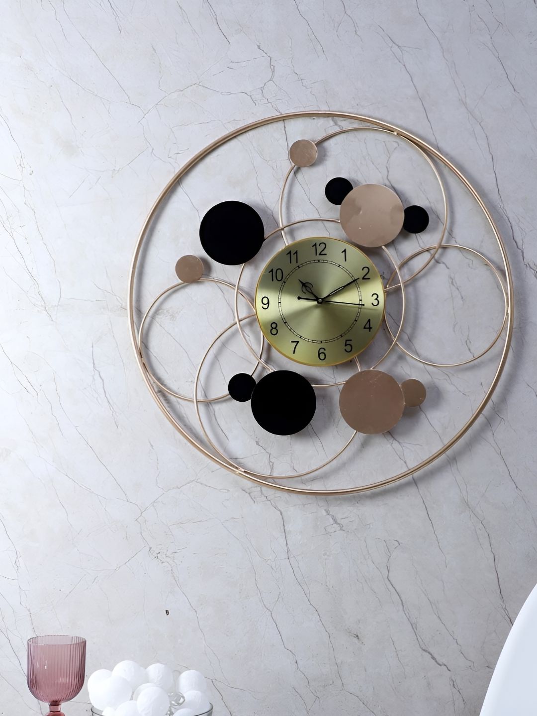 Amaya Decors Black & Gold Round Ring Wall Clock-picture-16