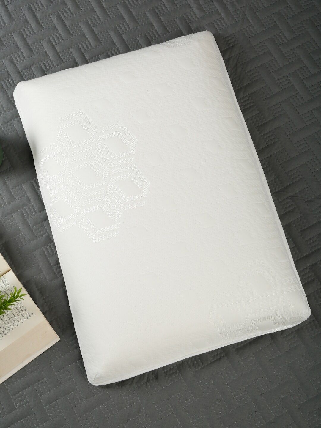 HOSTA HOMES Cream Memory Foam Filled Cotton Sleep Pillow-picture-8