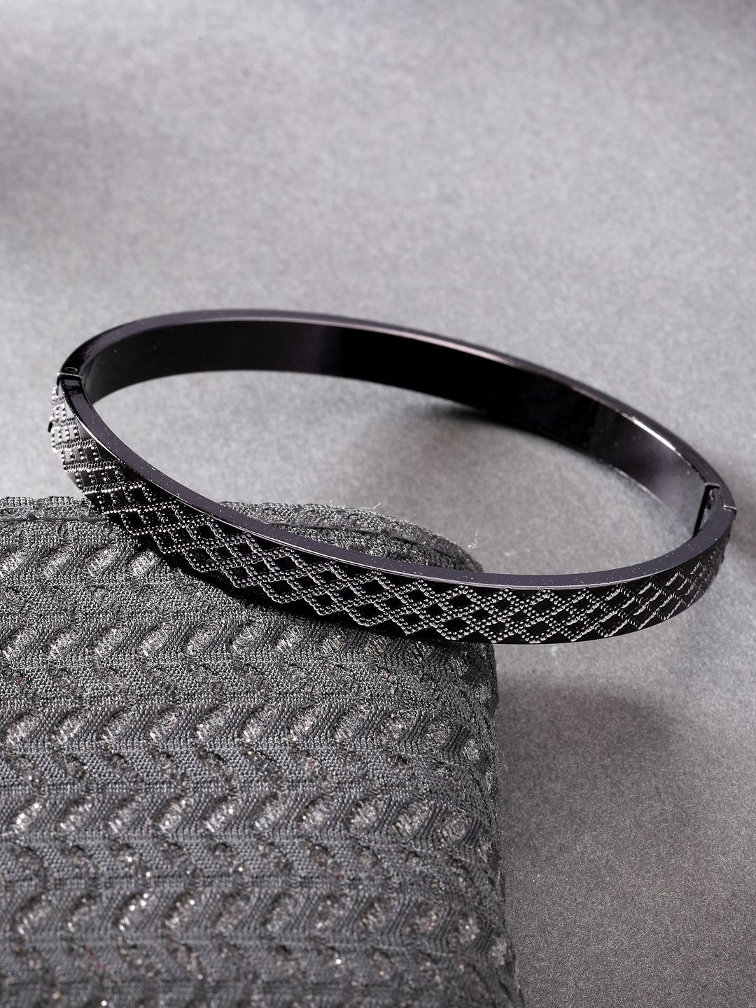 NVR Men Rhodium-Plated Stainless Steel Kada Bracelet-picture-10