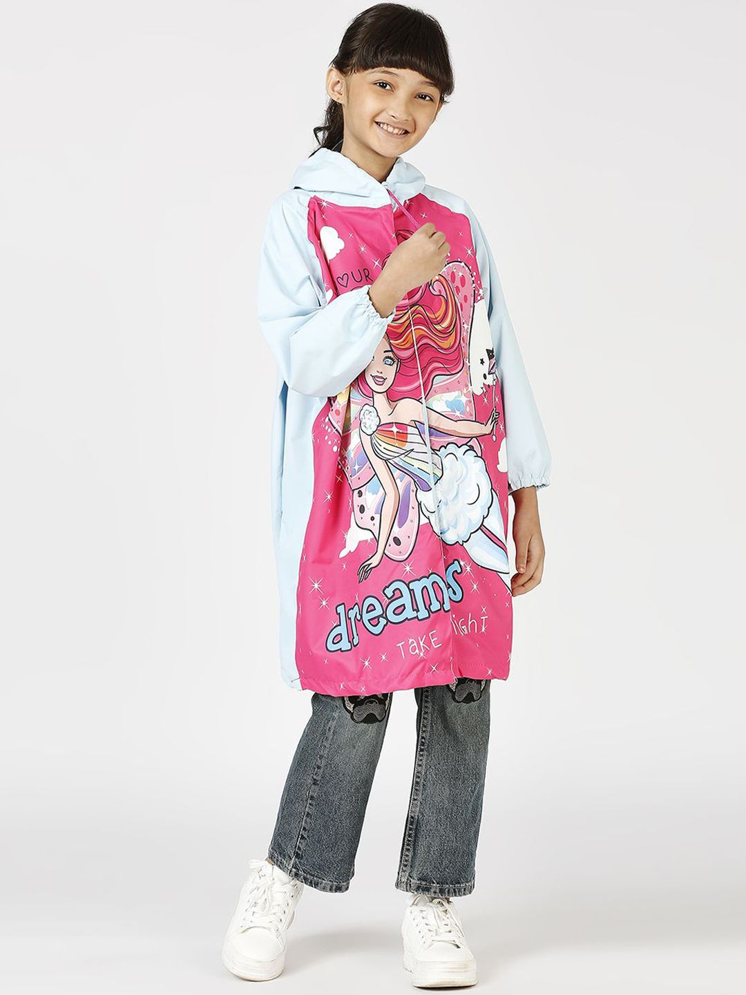 Zeel Girls Barbie Printed Hooded Rain Jacket-picture-28