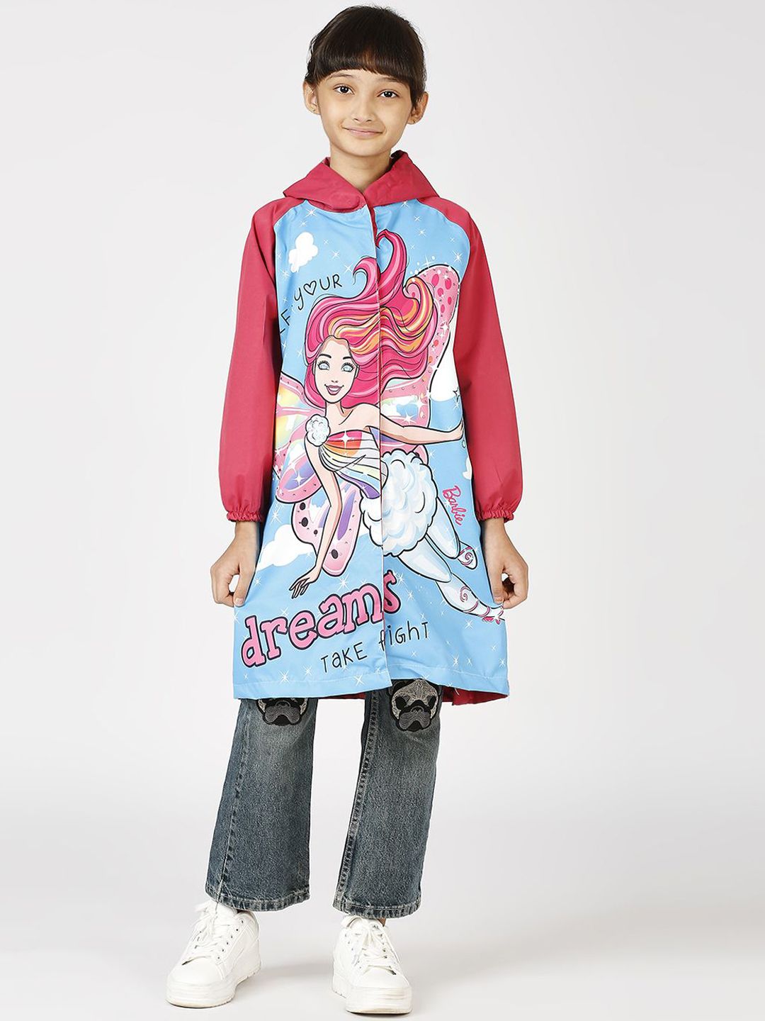Zeel Girls Barbie Printed Hooded Rain Jacket-picture-29