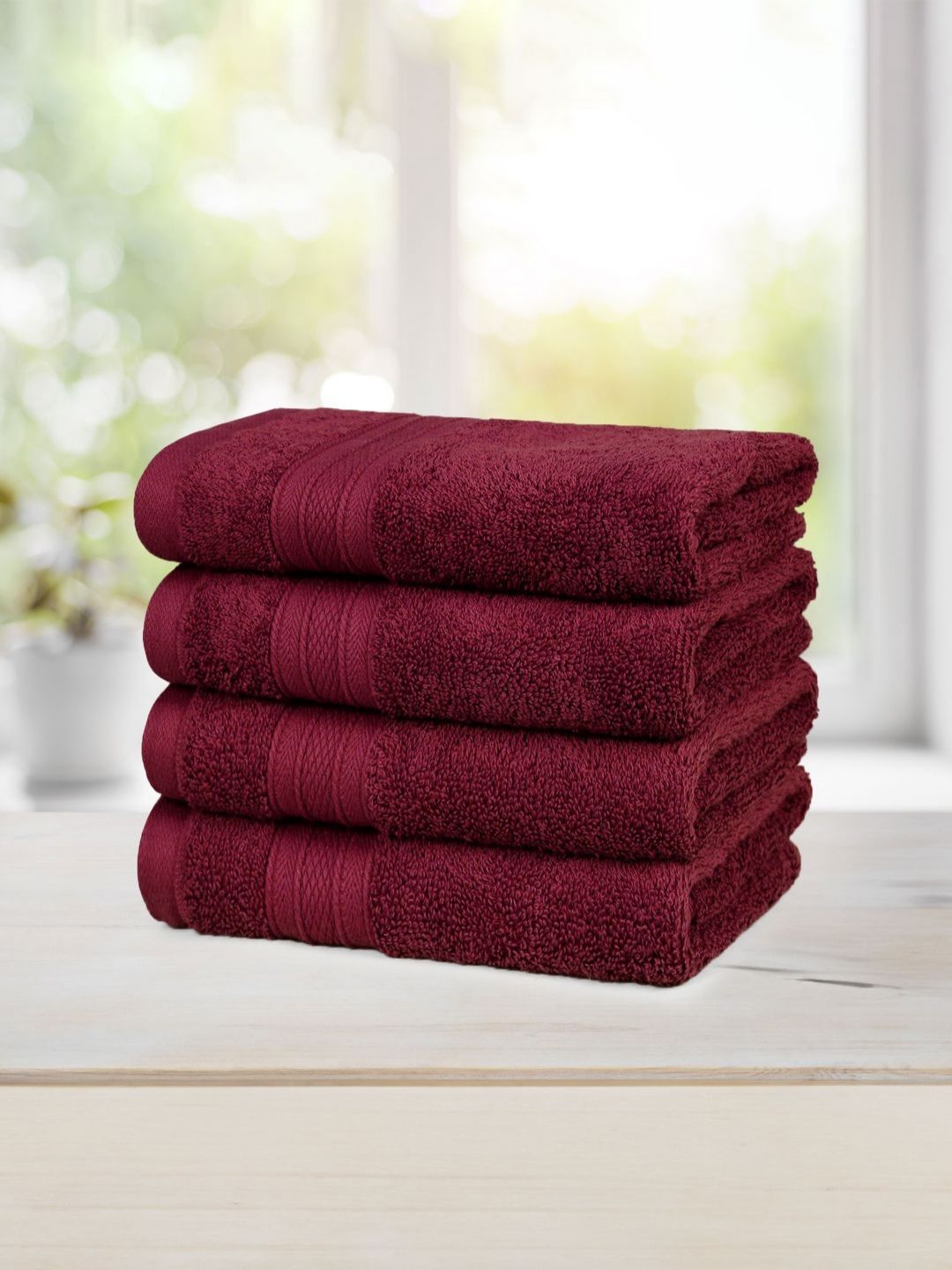 MYTRIDENT Maroon 4 Pieces Anti-Bacterial 500 GSM Reversible Hand Towels-image-26