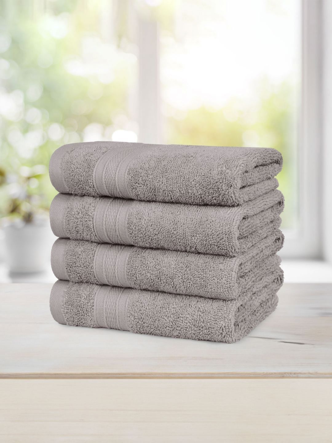 MYTRIDENT Charcoal-Grey 4 Pieces Cotton 500 GSM Highly Absorbent Hand Towels-image-25