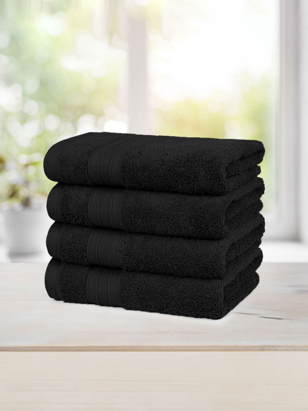 MYTRIDENT Black 4 Pieces Cotton 500 GSM Highly Absorbent Hand Towels-image-8