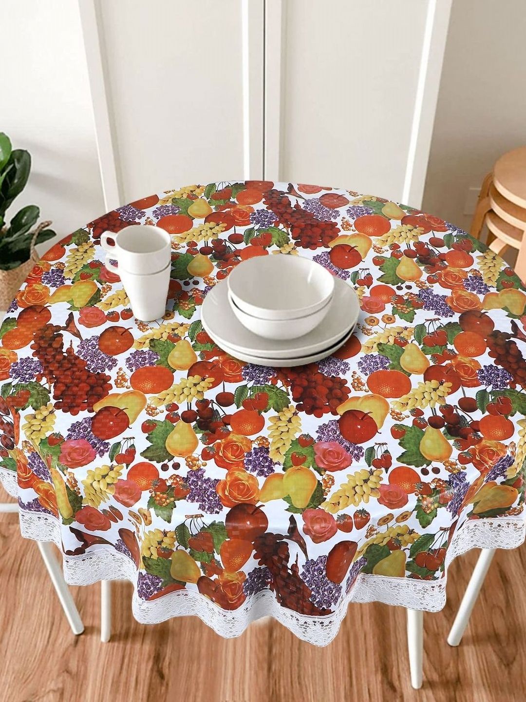 Dakshya Industries Red Waterproof Round 4-Seater Table Cover-picture-34
