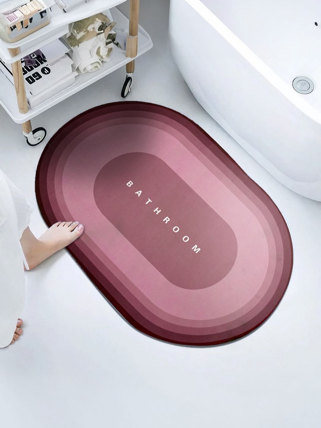 Aura Pink & Brown Printed Anti Skid 110 GSM Bath Mat-picture-39