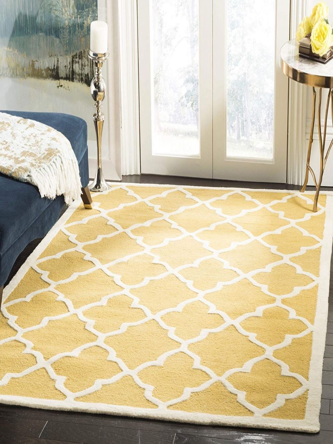 Safiya Carpet Yellow Geometric Hand-Tufted Woollen Carpets-image-34