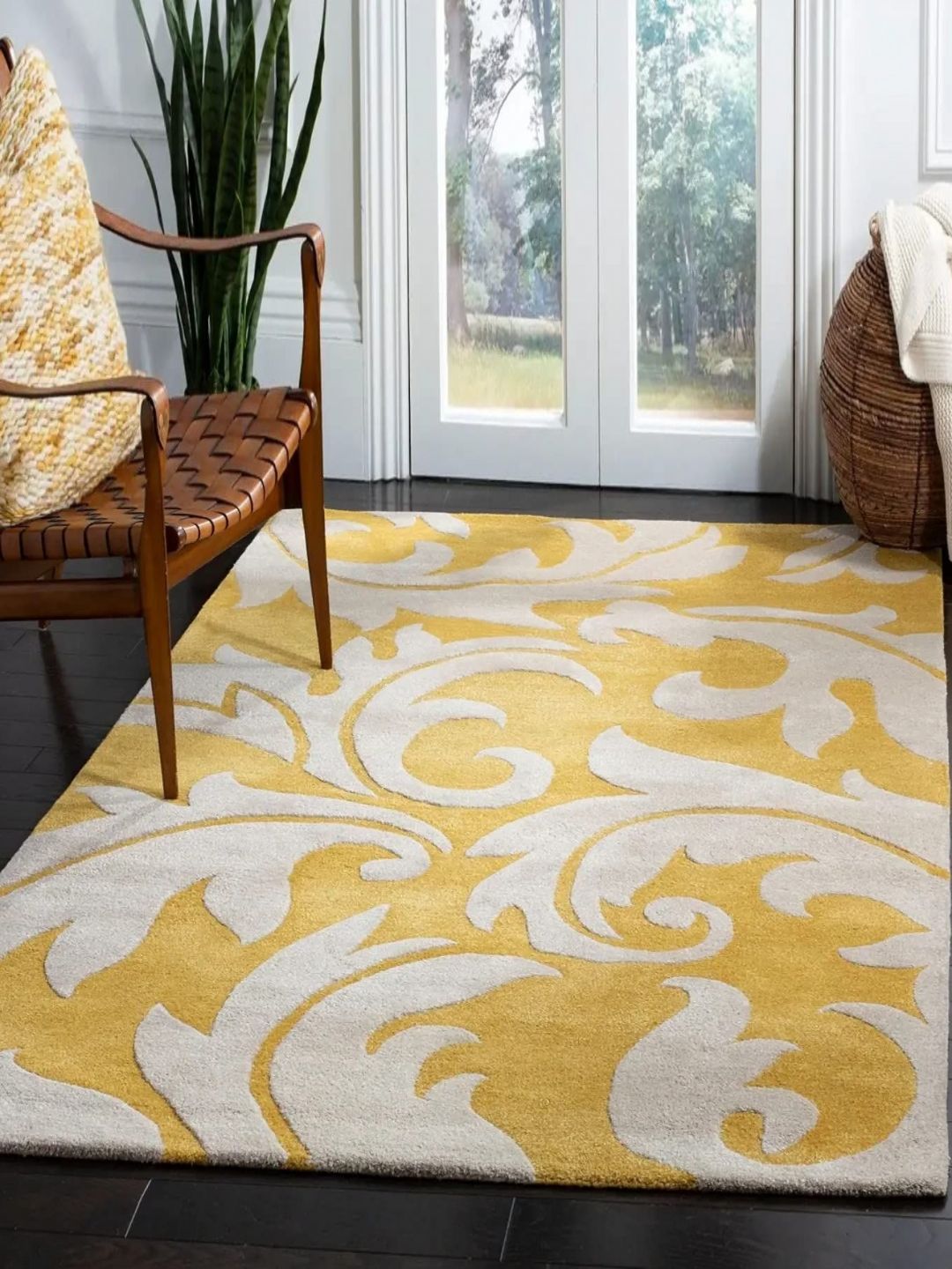 Safiya Carpet Yellow Floral Hand-Tufted Woollen Carpets-picture-9