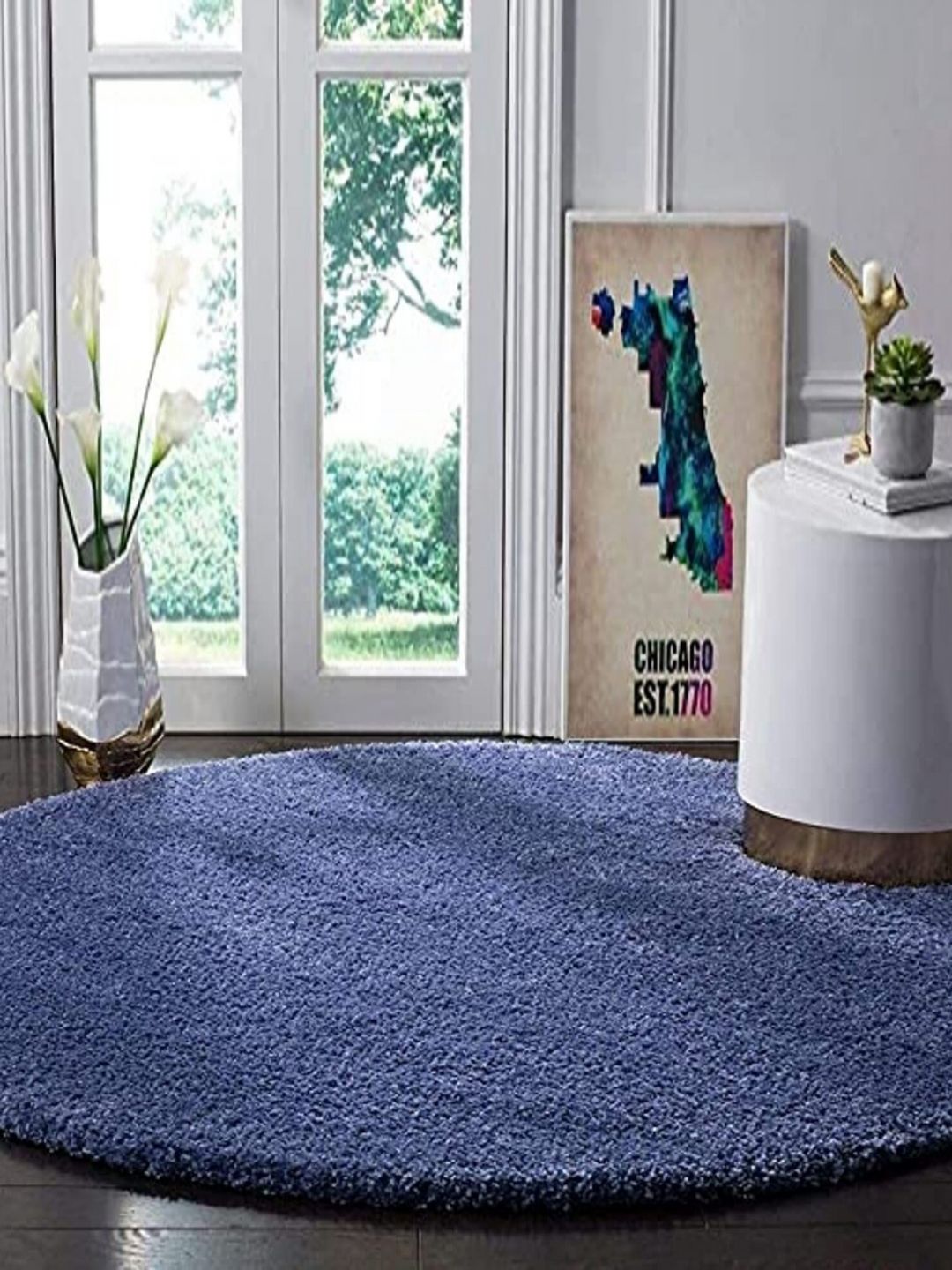 Safiya Carpet Navy Blue Solid Anti-Skid Polyester Carpets-picture-10
