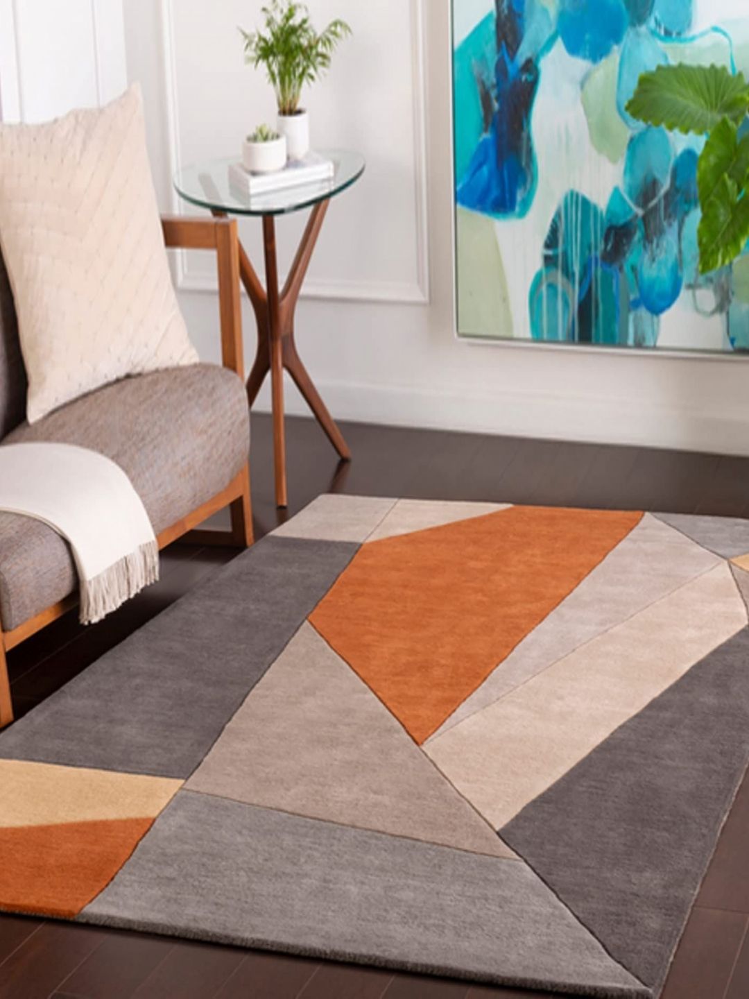 Safiya Carpet Brown Geometric Hand-Tufted Woollen Carpets-image-22