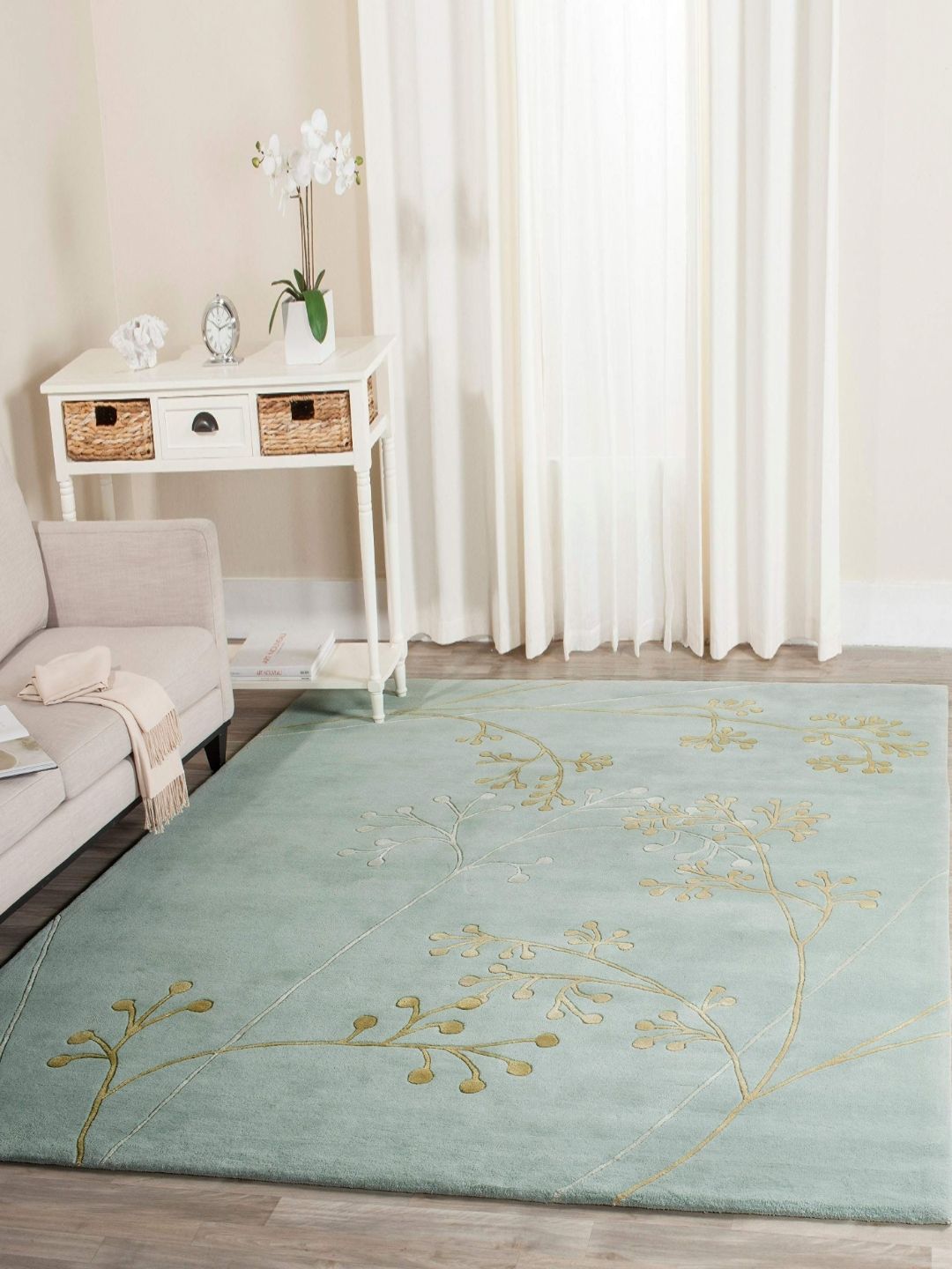 Safiya Carpet Green Floral Woollen Carpets-image-27