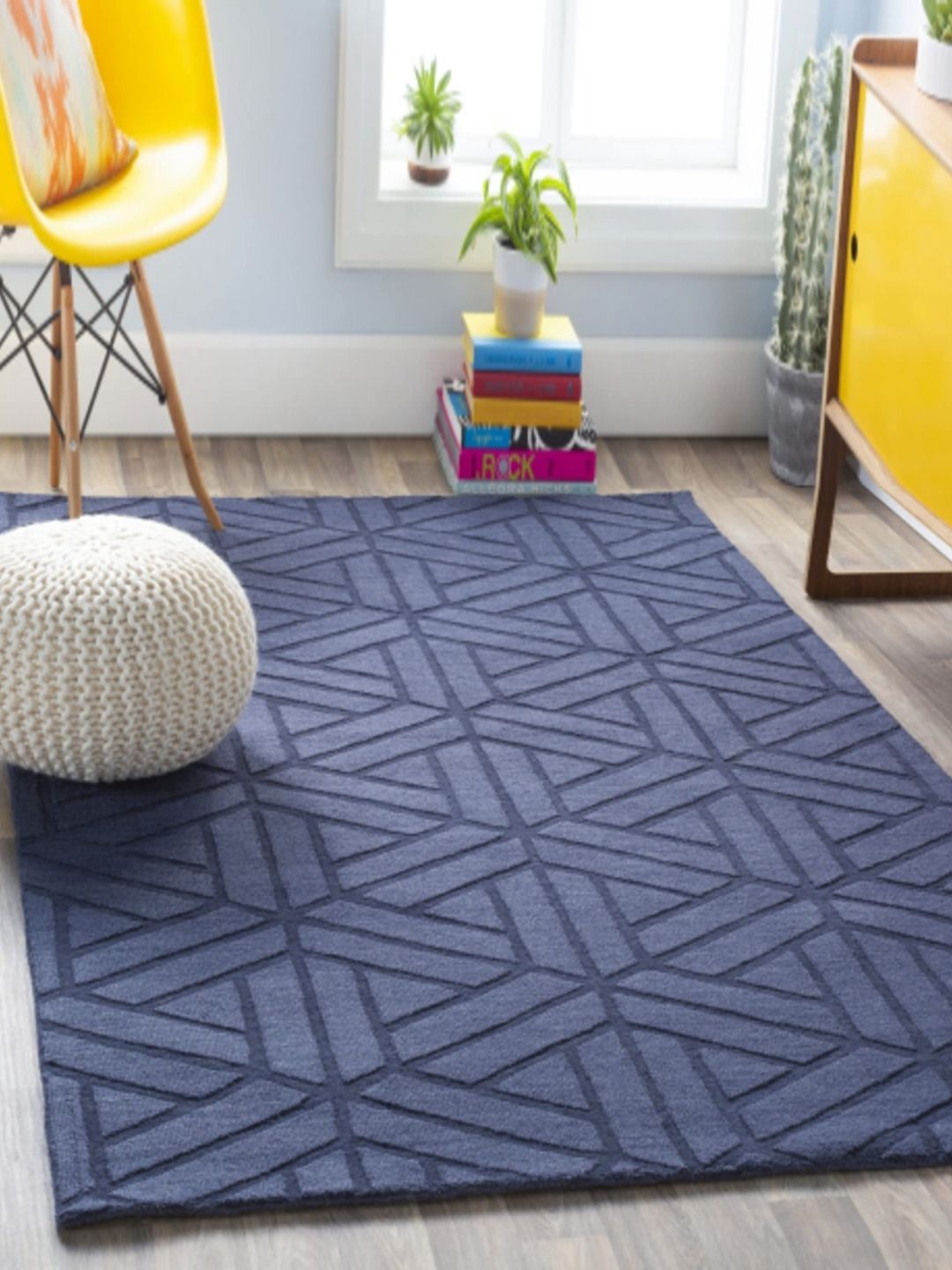 Safiya Carpet Blue Geometric Woollen Carpets-picture-22