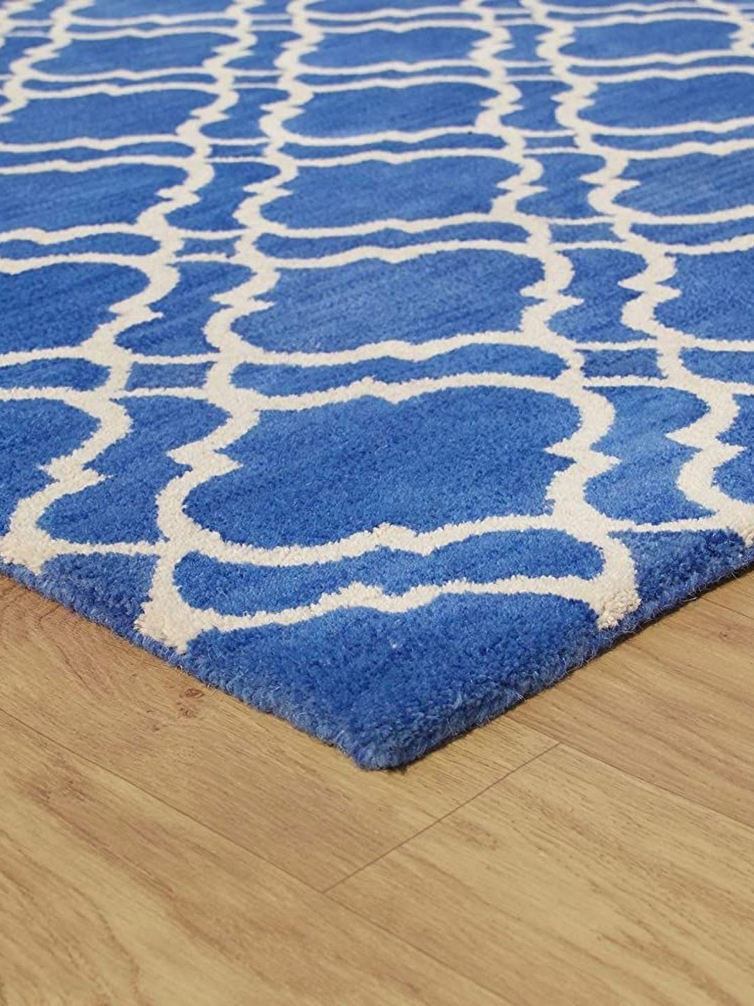 Safiya Carpet Navy Blue Geometric Hand-Tufted Woollen Carpets-image-36