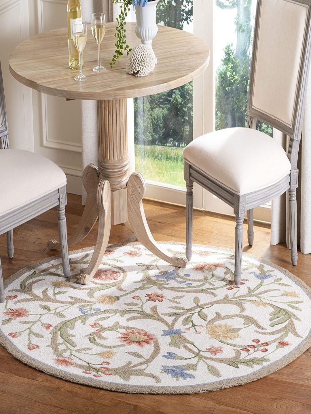 Safiya Carpet Beige Floral Hand-Tufted Woollen Carpets-image-40