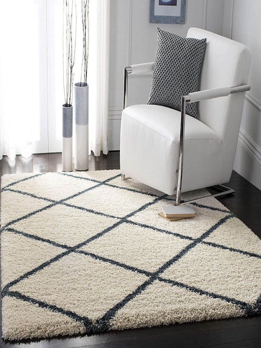 Safiya Carpet Grey Geometric Anti-Skid Polyester Carpets-image-15
